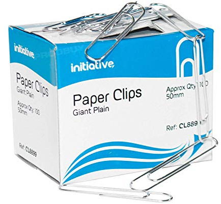 [Pack of 1,000] Jumbo Giant 50mm Plain Polished Steel Large Paper Clips Office Filing (10 Packs of 100)