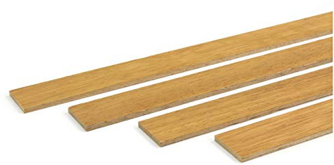 Wodewa Barre murale en bois Iroko huilé 1 m Baguette de finition en bois 30 x 4 mm Pour revêtement mural Couverture de sol Bâche de protection DIY bricolage