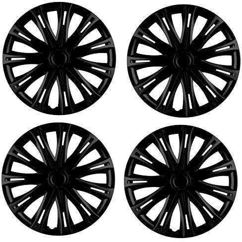 UKB4C 16 4 x Alloy Look Black Multi-Spoke Wheel Trims Hub Caps Covers Protectors