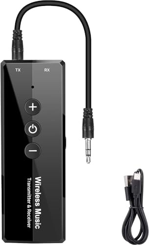 HUET Visible Bluetooth 5.0 Receiver Transmitter - Black, 42g, USB, Battery Powered