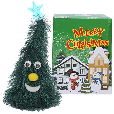 Juguete eléctrico de árbol de Navidad, iluminación estrella oscilante árbol de Navidad juguete decoración del hogar para cumpleaños día de Navidad(árbol de Navidad de 15 cm con luz y estrella)