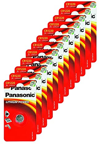 Panasonic CR1220 Lithium-Knopfzellen 3 V Packung 12 Stück (12 einzelne Blister)