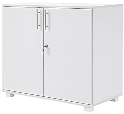 Panana 2 Door Wood File Cabinet With Lock, Office Storage Cupboard Lateral Filing Cabinet Organizer For Home Office (White)