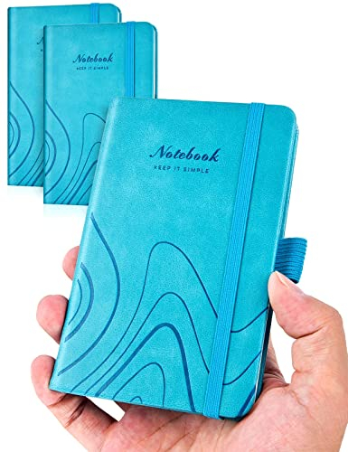 AISBUGUR 2 Stück Notizbuch A6 Notizblock kleine Pocket Notizbuch 9 x 14 cm, Exekutive Hardcover Insgesamt 320 Seiten Dickes Papier Mit Innentaschen Mini Notizbücher (Himmelblau)