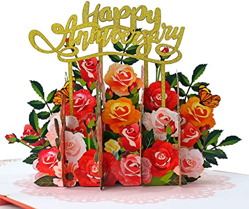 CUTPOPUP Pop-Up-Karte zum Jahrestag, Pop-Up-Karte, Hochzeitstag, Pop-Up-Karte für sie, Ehefrau – 3D-Valentinstagskarten, Happy Anniversary Karte DE