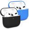 2 Stück KOKOKA Silikon Hülle Kompatibel mit Airpods 3rd Generation Case und Schutzhülle für AirPods 3, Stoßfeste Weiche Dünne Case für Airpods 3, Front-LED Sichtbar, Schwarz/Blau