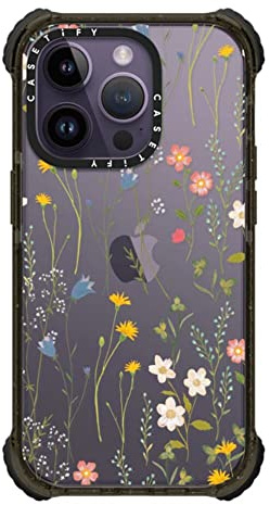 CASETiFY Ultra Impact iPhone 14 Pro Case [5x Military Grade Drop Tested / 11.5ft Drop Protection] - Dreamy Floral Pattern - Glossy Black