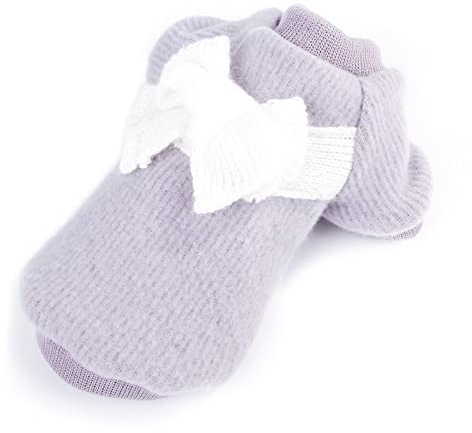 Netter Haustier Welpen Katze Warmer Pullover Strickjacke Bogen Strickwaren Mantel Kleid Kleidung Sweatershirt Winter Flanell Kleiner Hund Chihuahua Yorkshire Hoodie Kleidung Hundemantel (2XL, Grau)