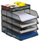 EasyPAG 5 Niveles Metal Malla A4 Bandejas Oficina Apilables Soporte Documentos Almacenamiento Revistas Organizador Escritorio Clasificador Carta Estante Papel,Negro