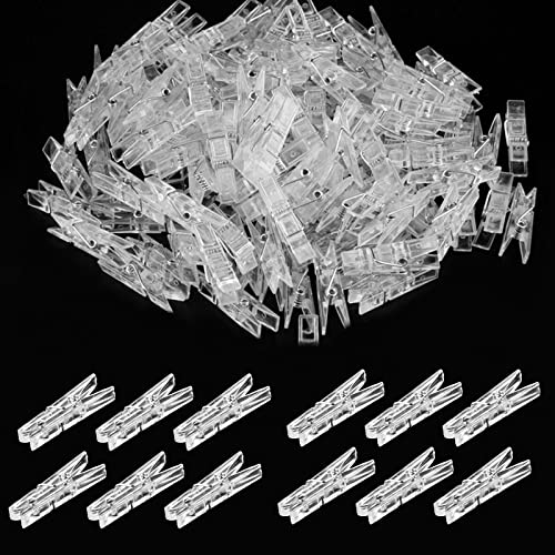 TONAUP 50 Stück Frühling Hängende Clips Durchsichtig Wäscheklammern Transparent Kunststoff Schellen Mini Klammern Clips Miniklammern klein Hängen Federclips für Fotos Lichterkette Aufhängen