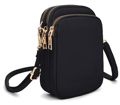 Casecret Mini Tasche Damen Handy Schultertasche Kleine Handytasche zum Umhängen mit Geldbörse Umhängetasche Brieftasche Kartentasche Crossbody Bag für iPhone 14 13 11 Samsung Xiaomi Bis zu 7 Schwarz