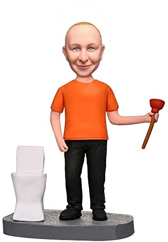 mydedor Benutzerdefinierte Bobble-Heads Figur Puppe, Männliche Klempner Benutzerdefinierte Wackelkopf, Wackelkopf Figuren Handgemachte Personalisierte Skulptur Geschenk für Mann