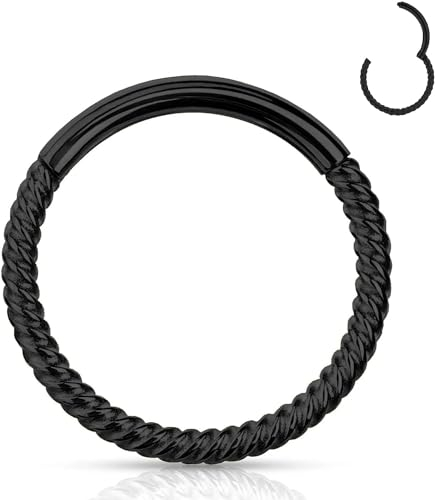 YEBOCIYO Septum Piercing Schwarz Helix Piercing Ring 6mm Knorpel Daith Tragus Ohrring 16G Nase Ring Lip Eyeborw Piercing Nippelpiercing 316L Chirurgenstahl