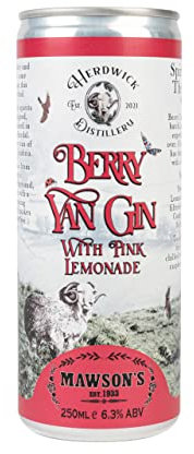 Herdwick Distillery Berry Yan Gin & Pink Lemonade Cocktail- 6.3% ABV Small Batch Gin, 10 Botanicals & 100% Natural Ingredients, Handcrafted in the Lake District, Gluten Free, Vegan 12x250ml Can