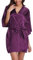 Migcaput Vestaglia Kimono in Raso da Donna Accappatoi e Vestaglie Satin Sexy Donna per Abiti da Sposa Damigelle damigella d'onore viola scuro L