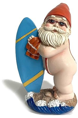 FIONEL Statues de Jardin Ornements de Nain de Surf et de Natation, Jardin extérieur, Statue en résine de Nains, Artisanat de décoration de pelouse Décoration de Jardin extérieur