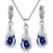 Hanaoops Schmuckset Damen Silber 925 Set Teardrop Cubic Zirkonia Kristall-Anhänger Halskette Ohrringe Sets Geschenk für Set Freundin Ehefrau am Valentinstag blau