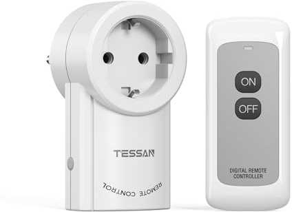 TESSAN Funksteckdosen mit Fernbedienung, Steckdose mit Fernbedienung 25M Reichweite, 2300W Funksteckdose Stecker, Schaltbare Steckdose Kompatibel Haushaltsgeräte, Weiß