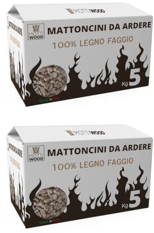 Mattoncini da Ardere, 6.5KG, 100% Legno Faggio, Lunga Durata (3 Confezioni)
