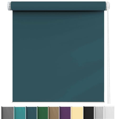 Blackout Roller Blinds 100 x 200 cm Thermal Insulated UV Protection, Day Night Roller Blind Easy Fit Home Office for Any Window, Loft, Navy Blue