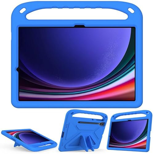 Kids Case For Samsung Galaxy Tab S7 Plus 12.4-Inch 2020 (SM-T970/T976B/T975), EVA Foam Lightweight Shockproof Duarable, Tablet Cover with Handle Stand Case For Children Firendly, Blue