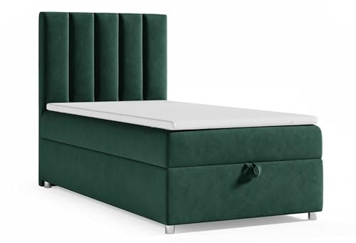 Best For Home Trinity K10 Einzelbett | Boxspringbett 80x200 Mit Bonell Federkernmatratze | Matratzentopper | Bett Mit Matratze Und Stauraum