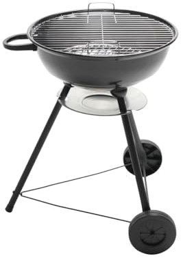 NATERIAL Trolley Gril à charbon portable avec grille de 43,5 cm de diamètre, structure en acier, cuisson directe et indirecte Idéal pour barbecue, pique-nique, camping et jardin.