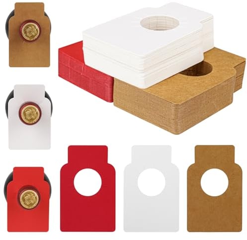 Salbsever Lot de 150 étiquettes de bouteille de vin en papier – Étiquettes de cave réutilisables à suspendre pour casiers à vin, étiquettes rouges double face pour bouteilles de liqueur