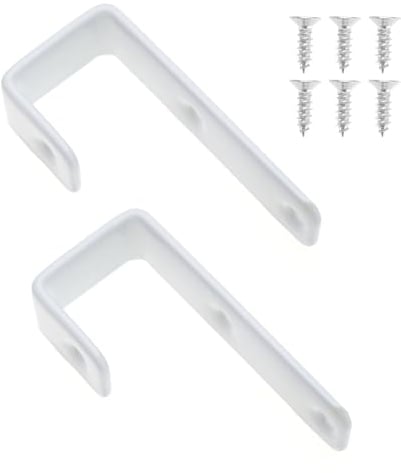 2 ganci a J in metallo resistente con rivestimento in PVC per letti a castello, letti a soppalco e scale, bianco
