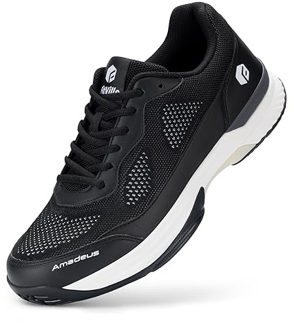 FitVille Mens Tennis Shoes Extra Wide Trainers,Black,10.5,EW | Badminton Squash Shoes,Arch Support,Pickleball Volleyball,Casual,Breathable,Comfortable,Lightweight,Wide Feet