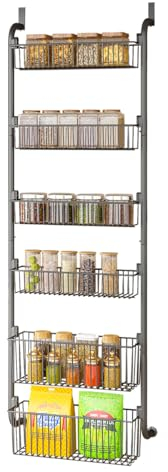 Heikoeco® Hängeregal, Regal mit Türhaken, Türhaken zum einhängen, Türregal verstellbaren Körben, Organizer zum Aufhängen über der Tür, Tür Organizer (Schwarz, 6 Ebene)