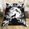 Moon Wolf Bettbezug 135x200 für Jungen Mädchen Erwachsene,Schwarz-Weiß Wolf Bettwäsche Set Gothic Home Decor,Wild Safari Tiere Tröster Bezug Berg Wolf Bett Set