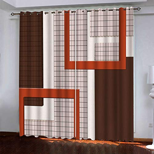 Blickdichter Vorhang 3D Rotes Geometrisches Quadrat Druck Verdunklungsvorhänge Mit Ösen - Thermogardine 2Er Set Für Wohnzimmer Schlafzimmer Fensterdekoration Kinderzimmer Junge Mädchen 260X280Cm (