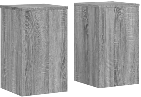 vidaXL Pflanzenständer 2 STK., Blumenständer Hohle Konstruktion, Dekosäule Podest für Pflanzen Dekoartikel, Blumenhocker Blumensäule, Grau Sonoma Holzwerkstoff
