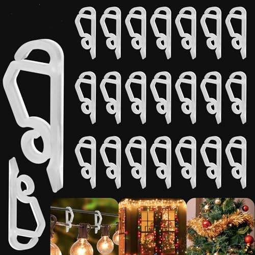 Clip per luci natalizie, gancio per grondaie in plastica per esterni, resistente alle intemperie, clip sospese, mini ganci per luci esterne, decorazioni natalizie (30 pezzi)