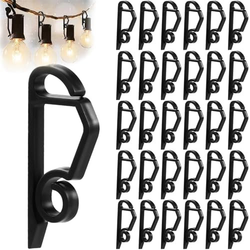 XIZAO Ganchos para canalones de luz al aire libre, ganchos de plástico para colgar luces de 70 piezas para decoración de fiestas de Navidad