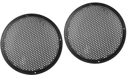 A ABSOPRO 2pcs 8'' Plastic Audio Speaker Cover Mesh Subwoofer Grill Horn Guard Decorative Circle Grille Protector Black Item Replacement