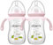 Oberni Anti-Colic Baby Bottle with Size 4 Breast-Like Teat, Non-Slip Handles, Weighted Straw for 12 Months Newborn Babies, 270ml/9oz/Pink/2Pack