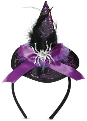KarnevalsTeufel Mini-Hexenhut-Haarreif mit Spinnen-Design für Halloween Karneval und Mottopartys Einheitsgröße (Lila)