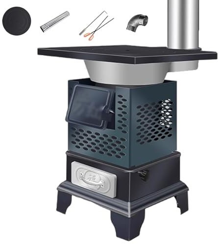 Holzofen Camping mit Kaminrohr Heizofen für zu Hause, für Camping und Kochen im Freien