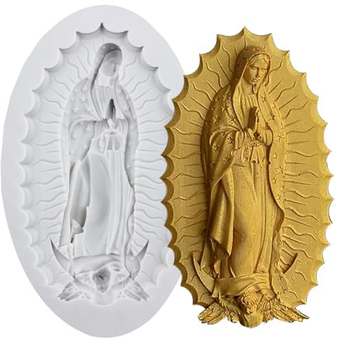 MINFEIDMS Stampo in silicone con la Vergine Maria Madonna, stampi per fondente per decorare torte, cupcake, cioccolato, pasta di fiori, caramelle, argilla polimerica