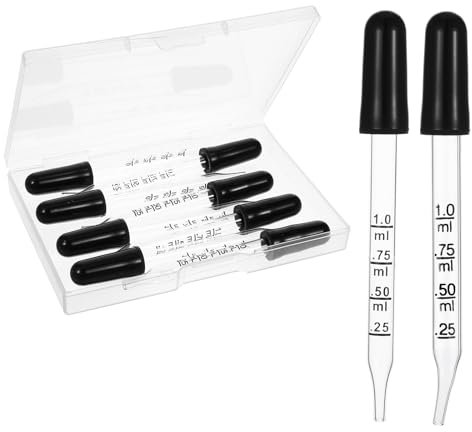 8 Stück Glaspipette 1ml,Tropfer Glas,Silikon Liquid Dropper,Glass Pipette Dropper,Glastropfer mit Messungen,Pipettentropfer mit Gummikopf,Transparente Pipette,Tropfpipette,für Malerei Kunst Labor
