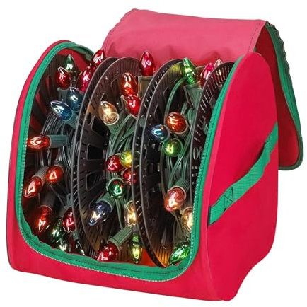 Christmas Light Storage Bag – Heavy Duty Tear Proof 600D Christmas Fairy Lights Ornaments Organiser Barrel Bag With Reinforced Handles, Stores Up To 375 Ft Of Christmas Tree Lights (excluding PP Ring)