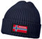 Neverless® Herren Beanie Wintermütze mit Patch Norwegen Flagge Aufdruck Print Strickmütze Männer Rippstrick Navy Unisize