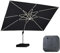 PURPLE LEAF Parasol Déporté 3 x 4 m Rectangulaire avec LED et Pieds de Parasol, Parasol de Jardin Extérieur à Toit Double Rotatif 360°, Pour Terrasses, Piscines, Restaurants Extérieurs, Gris acier