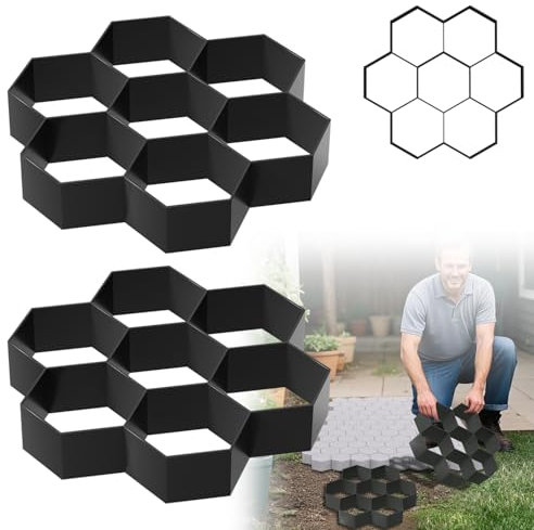 UISEBRT Pflastersteine,Sechseckig Beton Gießform,DIY Pflasterform für Beton,Zement,für das Basteln Garten,Weg,Menschen,29x28x4.4cm 2PCS
