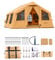 VEVOR Aufblasbares Zelt für Camping 8-12 Personen mit Handpumpe, 4,8x3,6x2,2 m Glamping-Zelt mit 2 Oberlichtern, Baldachin, Ofenanschluss, 2 Türen & Netzfenstern, Aufbewahrungstasche