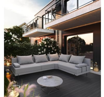 TRADA Gartenmöbel Set Bahama M, Balkon & Terrasse, Grau | Moderne Lounge Möbel für Garten, Wetterfeste Balkonmöbel & Terrassenmöbel Außen, Rechts