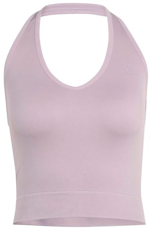 adidas Women's Workout Essentials Knit Halterneck T-Shirt, preloved fig, XL