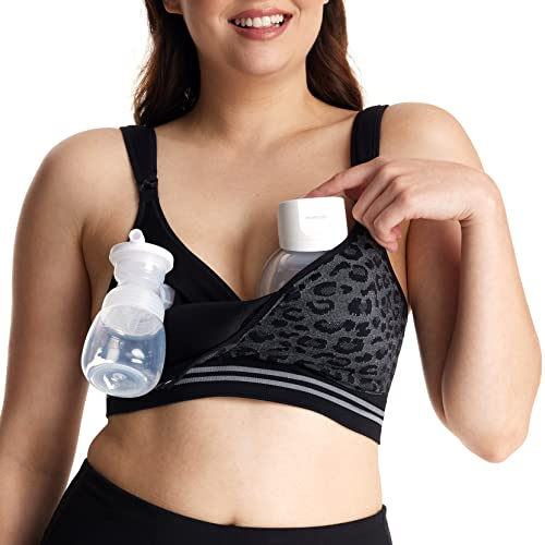 Momcozy Nahtloser 4-in-1 Still-BH für Freihändiges Abpumpen, CozyFitClasp Abpump- & Still-BH, Stützender Milchpumpen-BH
